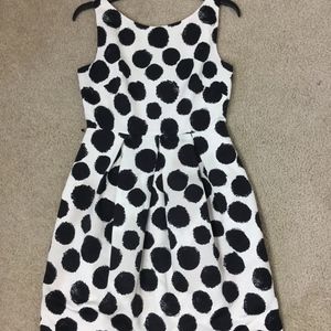 Eliza J/Fit & Flare Dress Size 4 White Black Polka